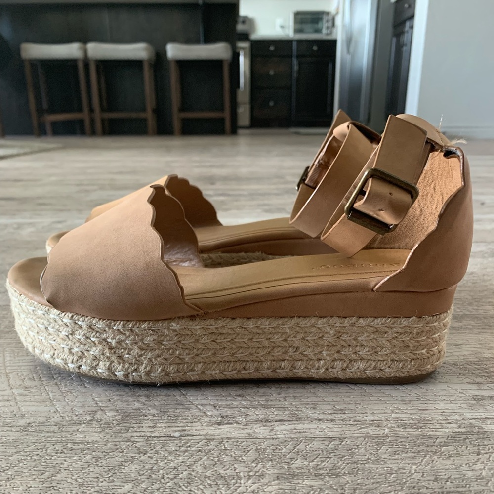 Tan platform sandals
